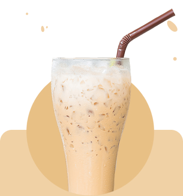 Ice coffee glass with straw