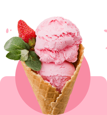 Strawberry ice cream cone